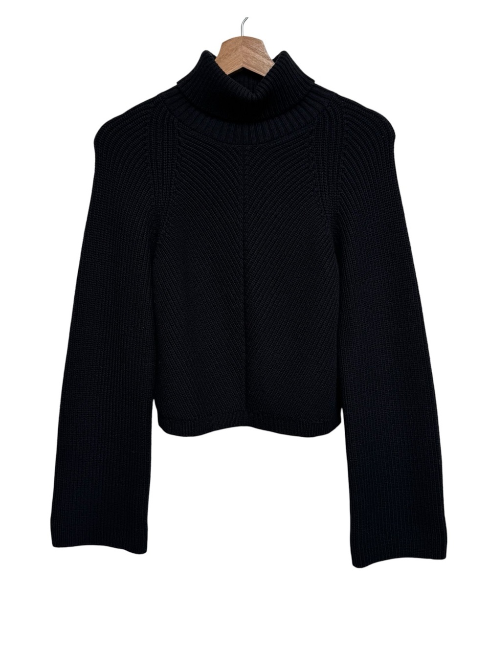 Maeve By Anthropologie Knit Cropped Turtleneck Sweater Women XS Flare Sleeve
